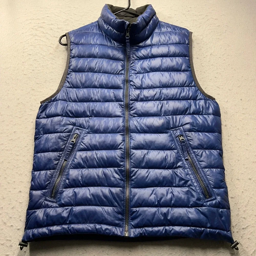 American Eagle Outfitters Mens Small Blue Quilted Puffer Vest Full Zip 1752